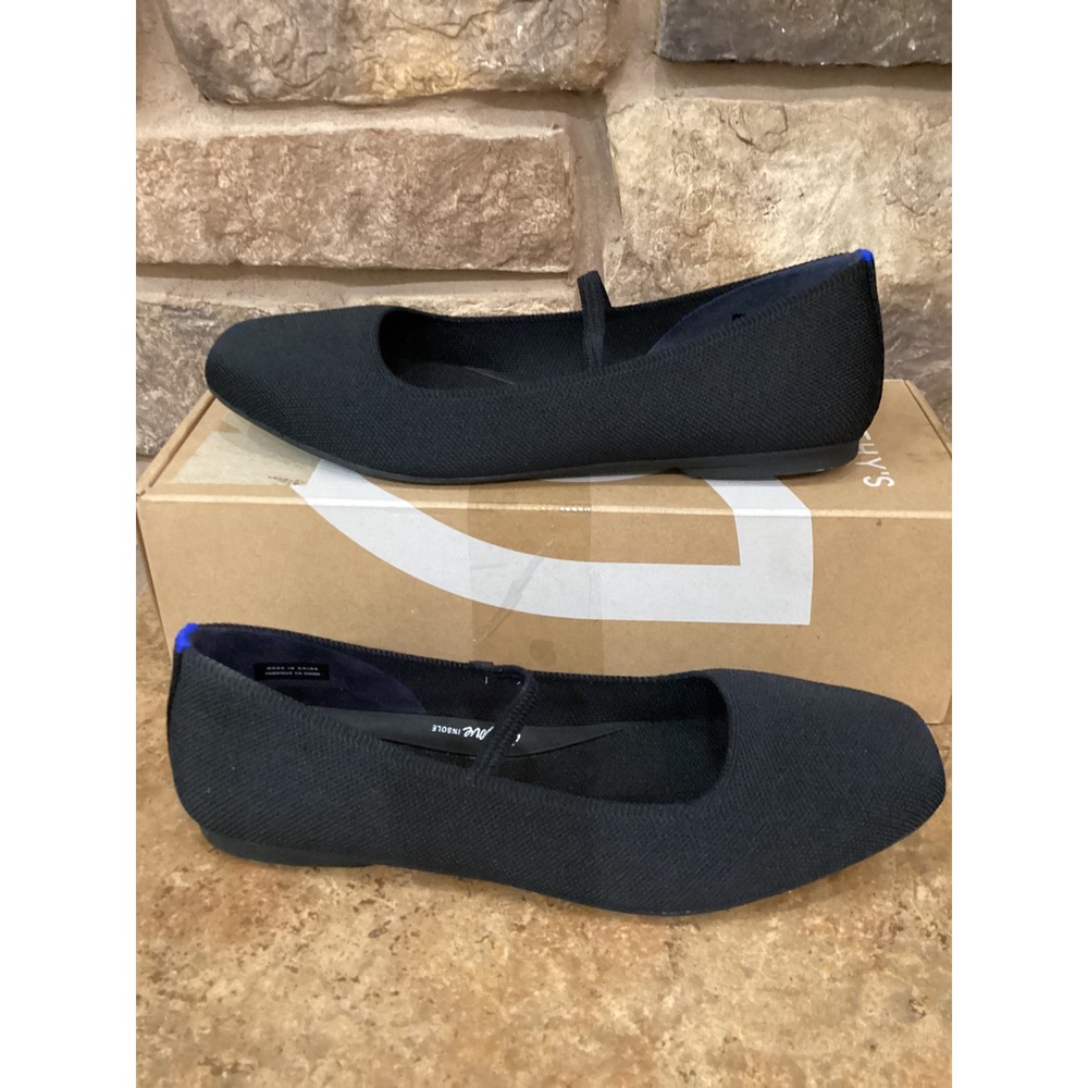 Rothys The Max Square Mary Jane Black Flats  Womens Size 10.5 232-001 New